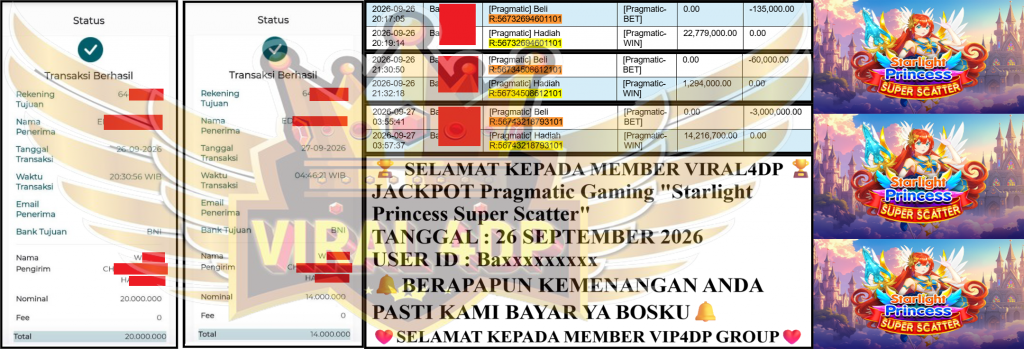VIRAL4DP JACKPOT PRAGMATIC ”Starlight Princess Super Scatter” Rp 34,000,000,- LUNAS