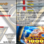 VIP4DP JACKPOT Pragmatic Gaming “Gates of Olympus 1000” Rp 18,000,000,- LUNAS