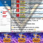VIP4DP JACKPOT PRAGMATIC ”Gates of Olympus Super Scatter” Rp 17,500,000,- LUNAS