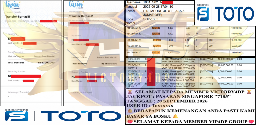 VICTORY4DP JACKPOT PASARAN SINGAPORE ”8791” Rp 34,000,000,- LUNAS