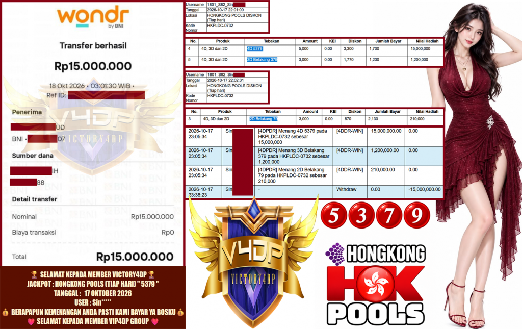 VICTORY4DP JACKPOT HONGKONG POOLS (TIAP HARI) ” 5379 ” Rp.15.000.000,-LUNAS